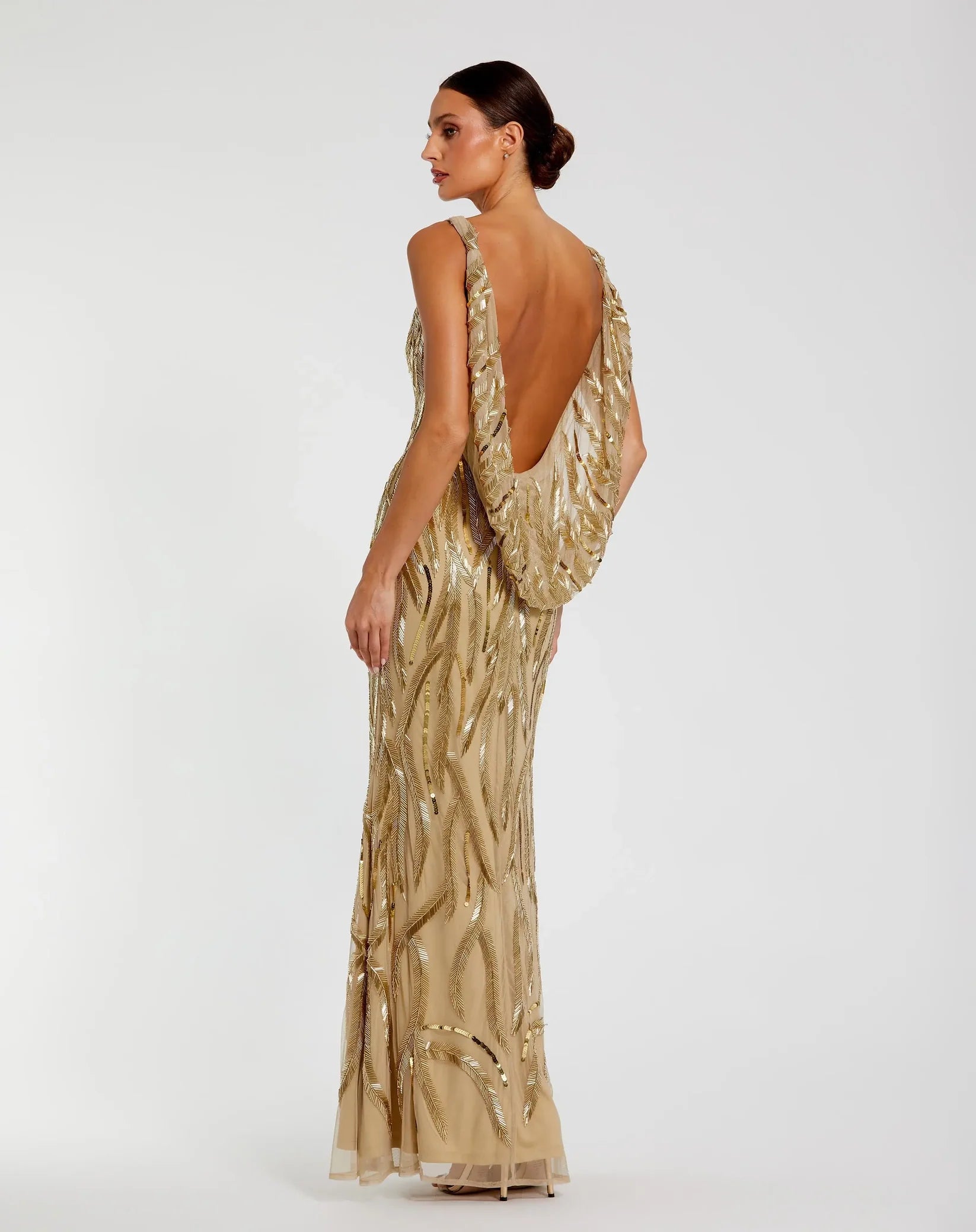 Mac Duggal Gold High Neck Sleeveless Embellished Gown #94146 Gold