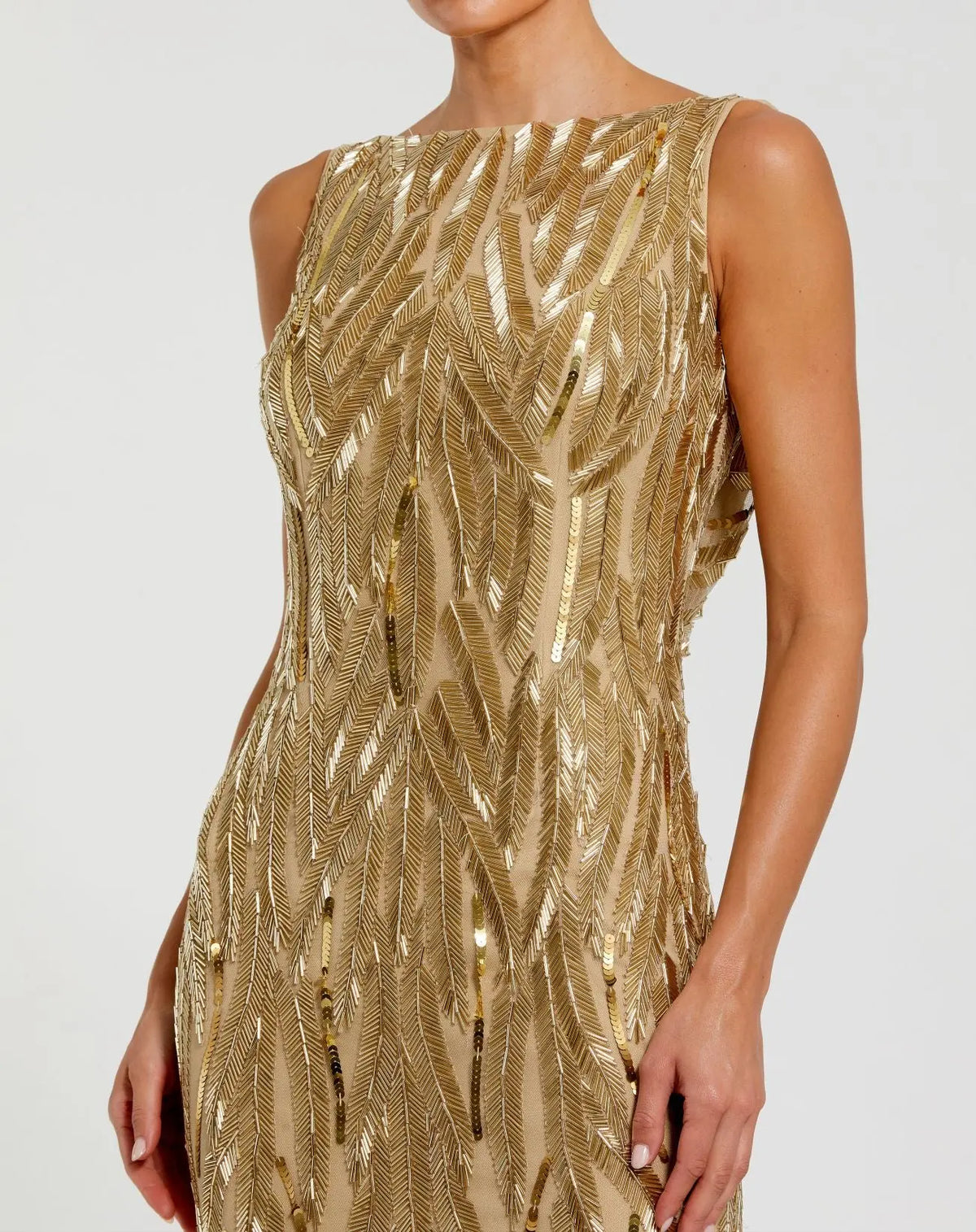 Mac Duggal Gold High Neck Sleeveless Embellished Gown #94146 Gold
