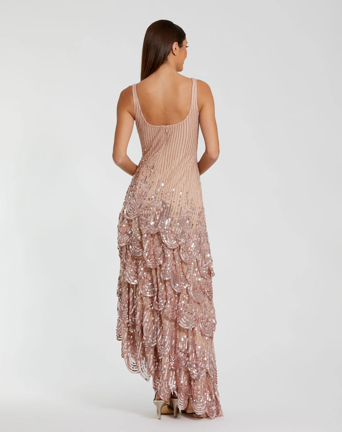Asymmetrical Scallop Hem Dress - Pink