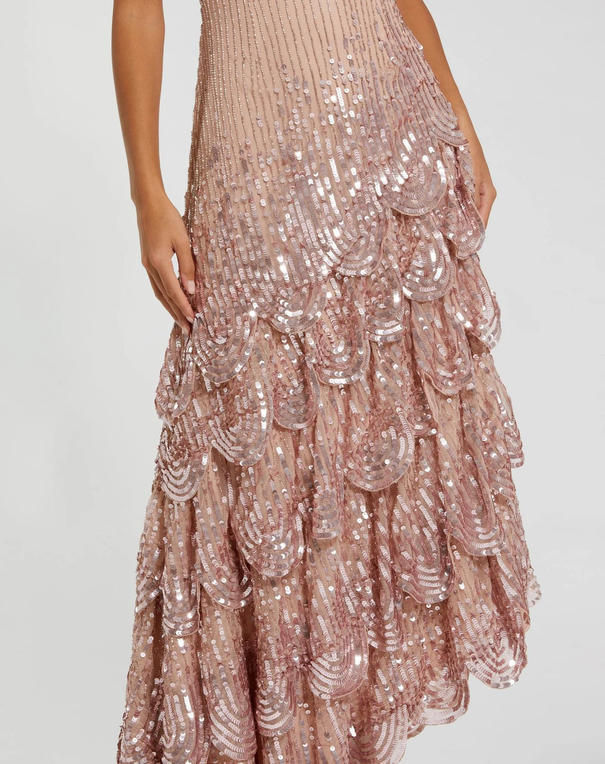 Asymmetrical Scallop Hem Dress - Pink