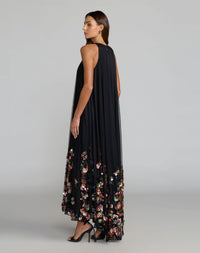 Back view of Mac Duggal 94270 sleeveless black embellished mesh gown