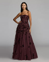 Mac Duggal #94271 amethyst floral embellished strapless ball gown