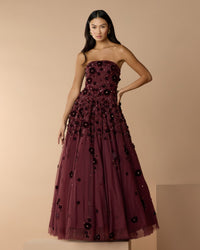 Mac Duggal #94271 amethyst floral embellished strapless ball gown lifestyle