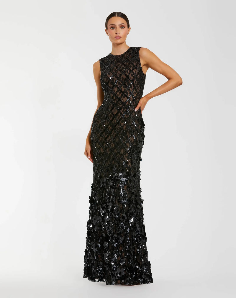Mac Duggal Black Embellished Sleeveless Mermaid Gown #94277 Black 