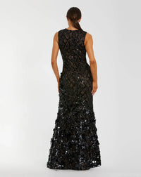 Embellished Sleeveless Mermaid Gown - Black