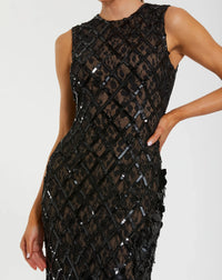 Embellished Sleeveless Mermaid Gown - Black