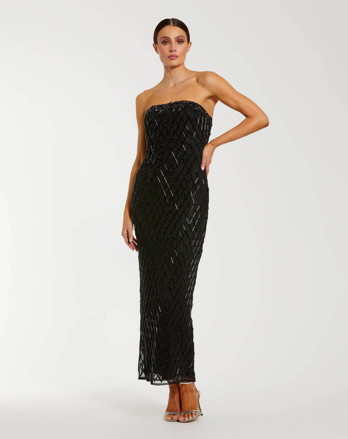 Mac Duggal Black Strapless Embellished Column Dress #94288 