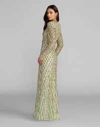 Long Sleeve High Neck Embellished Gown