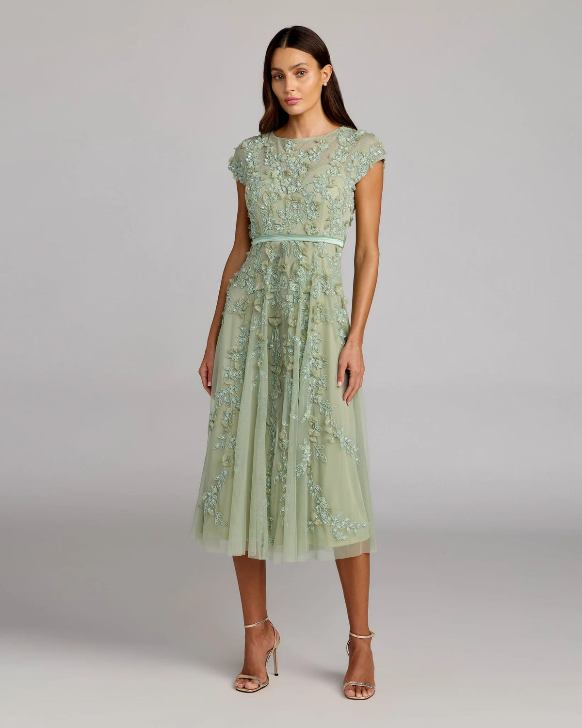 Mac Duggal Green Floral Embellished Cap Sleeve Midi Dress #94339 Shaide Boutique Mac Duggal Green Floral Embellished Cap Sleeve Midi Dress #94339 Shaide Boutique