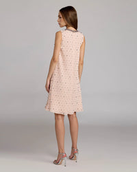 Blush Multi Beaded Georgette Sleeveless Trapeze Mini Dress