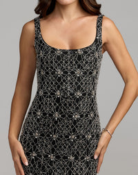 Mac Duggal #94388 black silver sleeveless embellished column gown