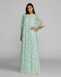 Sequin Embellished High Neck Kaftan Gown