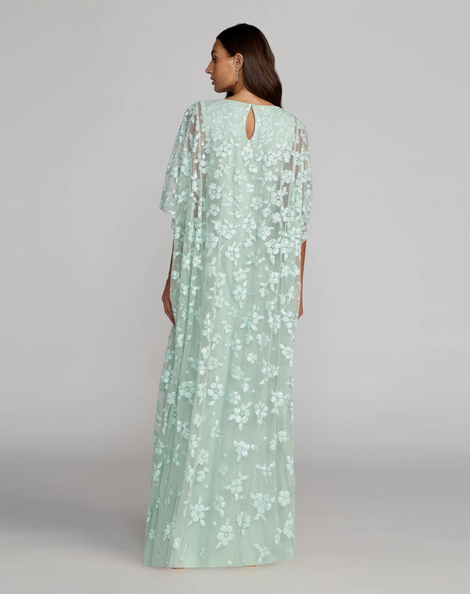 Sequin Embellished High Neck Kaftan Gown