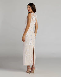 Mac Duggal White Sleeveless Embellished Lace Column Dress #9465