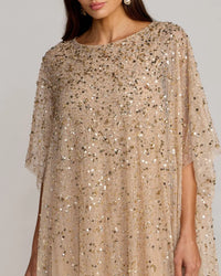 Sequin Embellished Caftan Gown - Gold