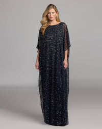 Mac Duggal #9475 midnight gold sequin embellished kaftan gown