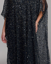 Mac Duggal #9475 midnight gold kaftan sleeve detail
