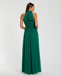 A-Line Gown with High Neckline - Deep Emerald