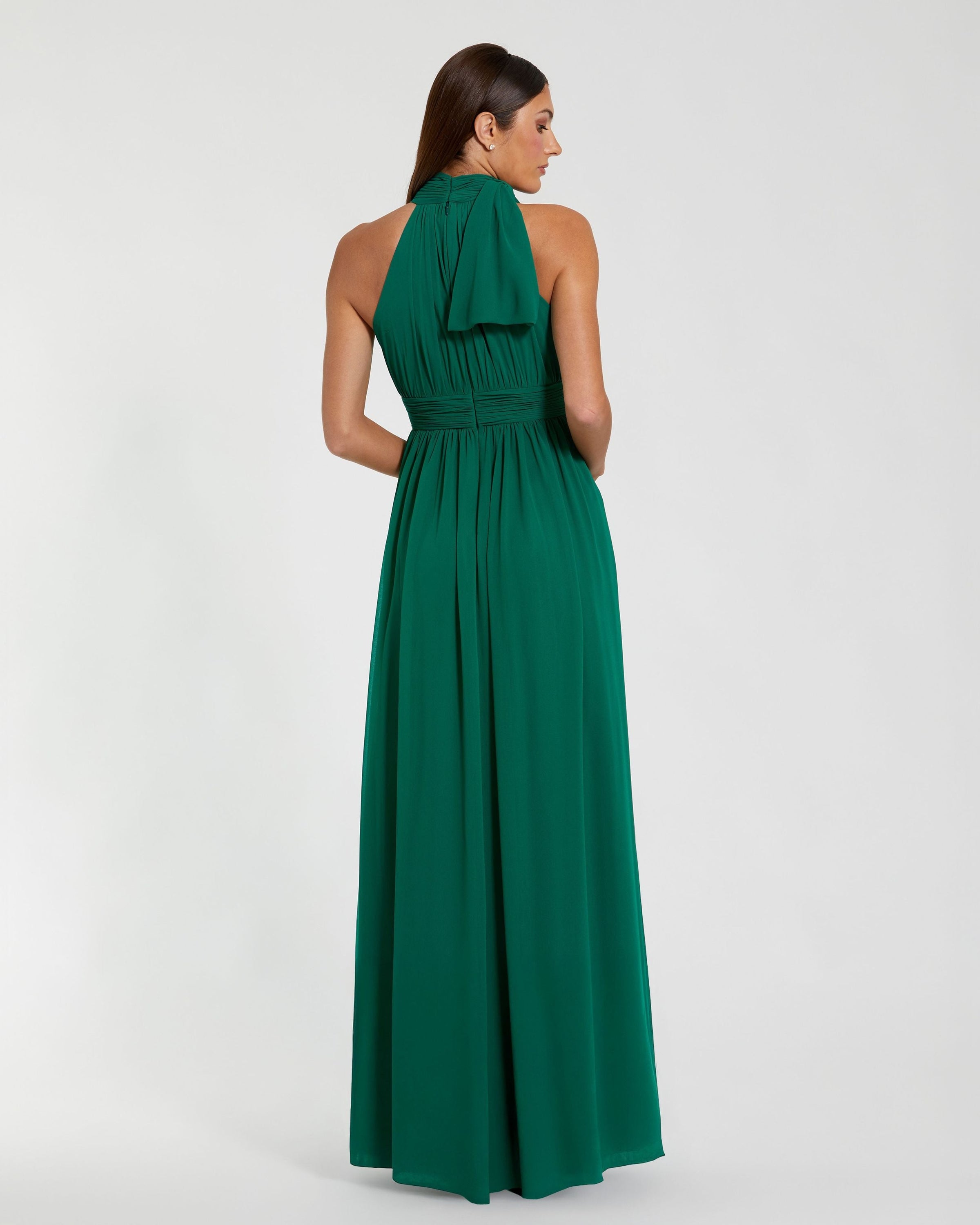 A-Line Gown with High Neckline - Deep Emerald