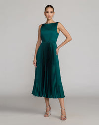 Mac Duggal #56326 Ocean Blue pleated sleeveless midi dress