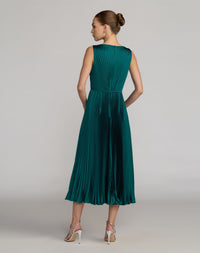 Mac Duggal #56326 Ocean Blue pleated sleeveless midi dress