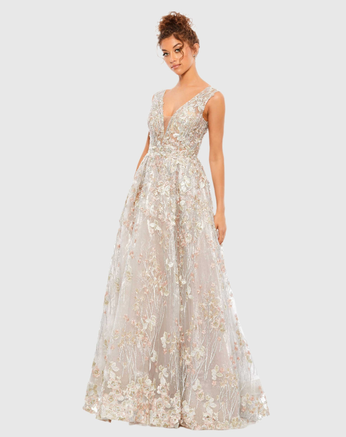 Mac Duggal, Purple Floral Embroidered Illusion V-Neck Gown, #A20131, Silver Shaide Boutique Mac Duggal, Purple Floral Embroidered Illusion V-Neck Gown, #A20131, Silver Shaide Boutique