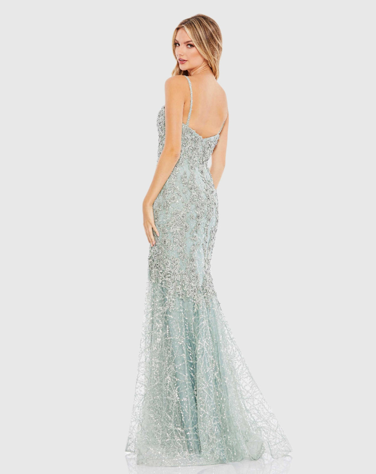Embellished Mermaid Gown - Mint