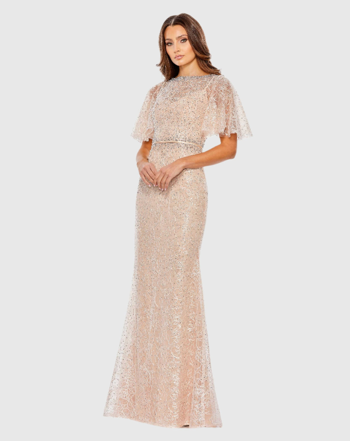 Mac Duggal Embellished Neck Butterfly Sleeve Trumpet Gown, #A20368, Blush Pink | Shaide - Shop Women's Evening Dresses Online Shaide Boutique Mac Duggal Embellished Neck Butterfly Sleeve Trumpet Gown, #A20368, Blush Pink | Shaide - Shop Women's Evening Dresses Online Shaide Boutique