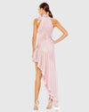Halter Neck Ruffled Asymmetrical Dress - Rose