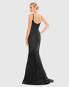 Embroidered Sleeveless Plunge Gown - Black