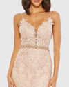 Applique Sleeveless Plunge Neck Trumpet Gown - Lemom