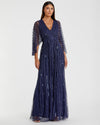 Beaded Striped Kimono Sleeve V Neck - Midnight