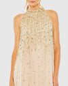 High Neck Sleeveless Sequin Dress - Blue