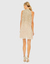 High Neck Sleeveless Sequin Dress - Blue