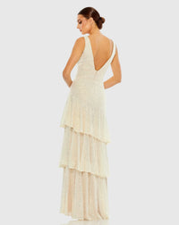 Sequin Ruffle Gown - Coral