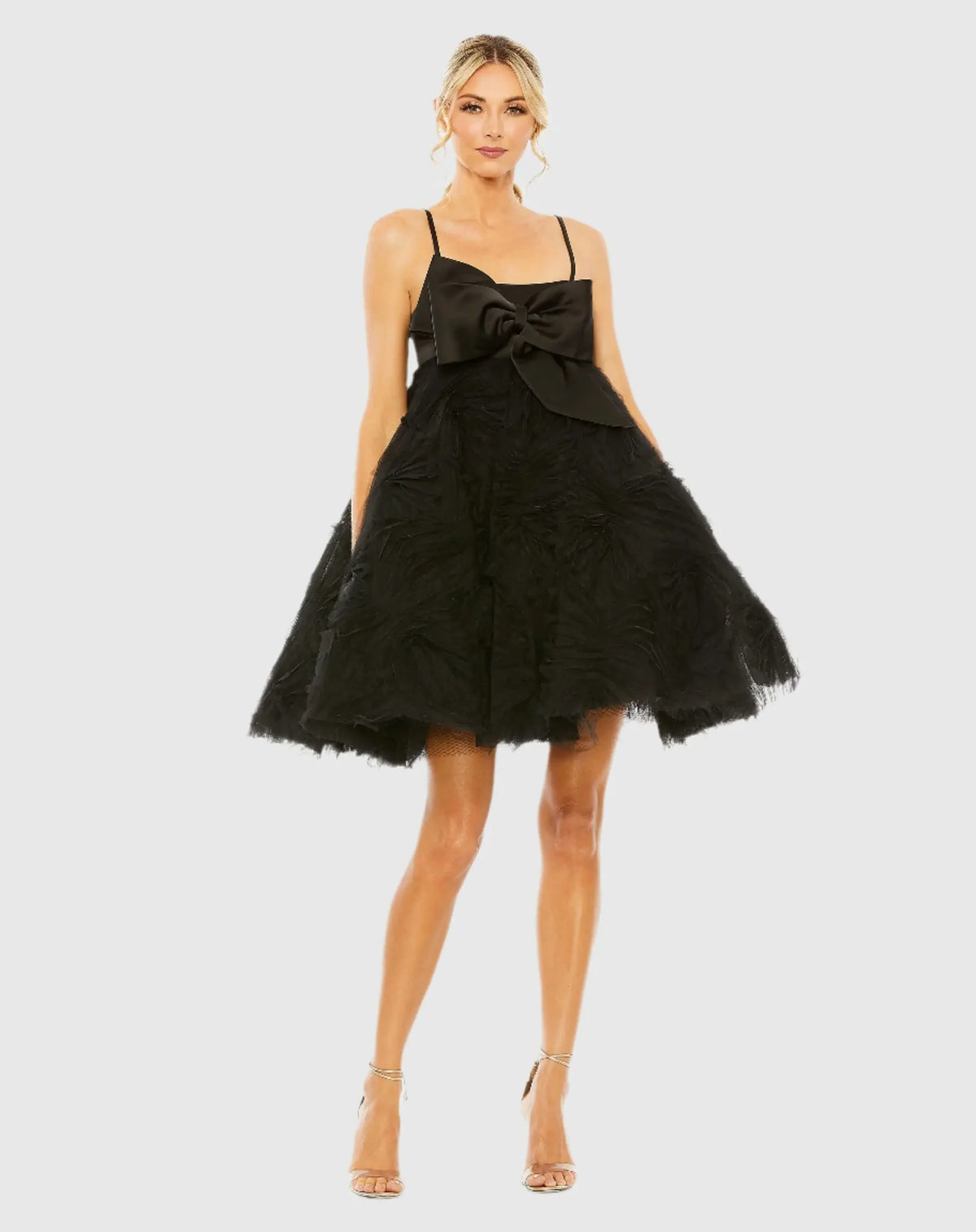 Mac Duggal Black Bow Front Tulle Mini Dress Black #A20583