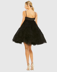 Bow Front Tulle Mini Dress - Black