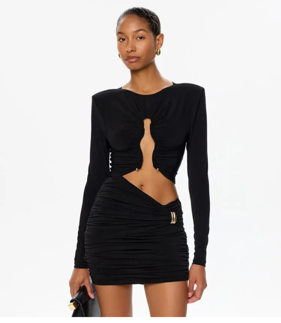 Black long sleeve cut out moulded venus mini dress christopher esber style