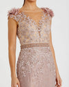 Embroidered Applique Bodice Gown - Mocha