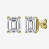 Emerald Cut, Wedding Day Earrings, 2 Carat, Yellow Gold