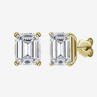 Emerald Cut, Wedding Day Earrings, 2 Carat, Yellow Gold