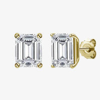 Emerald Cut, Wedding Day Earrings, 2 Carat, Yellow Gold