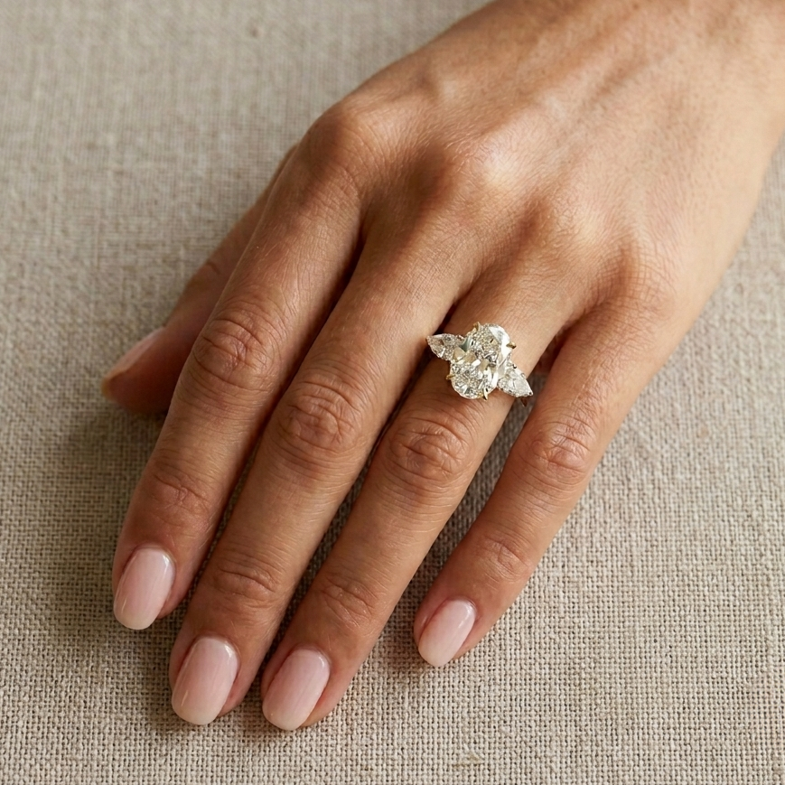 Frida Aasen Engagement Ring Oval Cut 4-Carat Simulated Diamond 