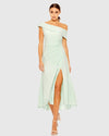 Ruched Off-The-Shoulder Midi Dress - White
