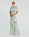 Mac Duggal Green Embellished Illusion Cape Sleeve Trumpet Gown #93653 Sage