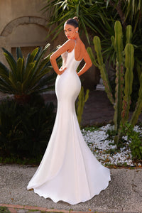 Chic & Holland HY130113 ivory crepe sweetheart corset gown back