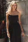 Strapless sweetheart jersey gown with waist detail - Black