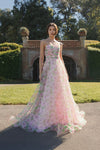 Strapless Chiffon Gown With Ruffle Detail - Pink