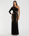 Mac Duggal #11311 Jersey One Shoulder Illusion Cut Out Gown Black 