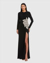Mac Duggal #11809 Jersey Gown With Embellished Flower - Black 
